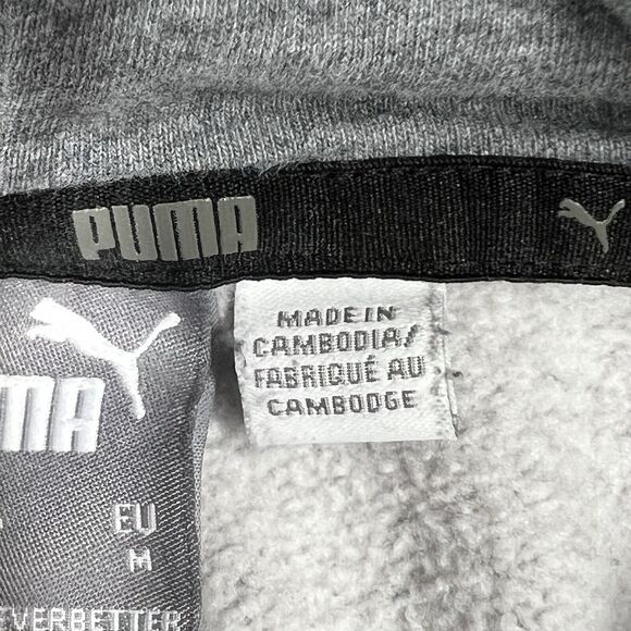 PUMA Taping Hoodie Fleece‎ Sweatshirt Mens Medium Pullover Spellout Athleisure - Picture 7 of 15